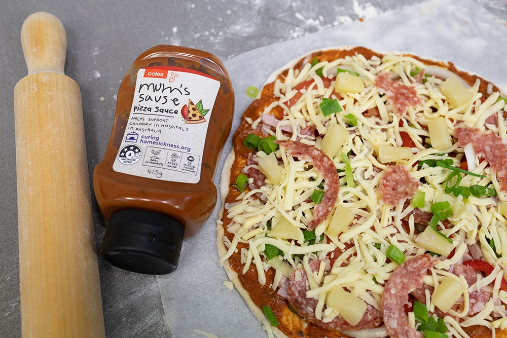 A delicious pizza made with Mum's Sause Pizza Sauce.