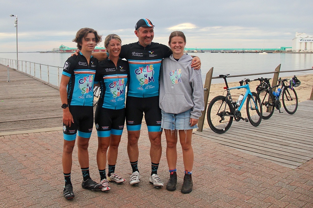 Challenge 21: Charlie, Michelle, Marty and Lucy Roberts at a Cycle 4 Sam event. 
