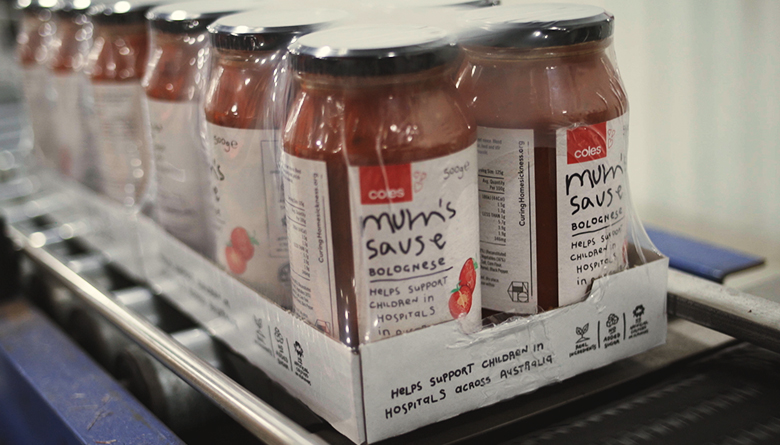 Mums Sause jars bottled and labelled, ready for Coles shelves.