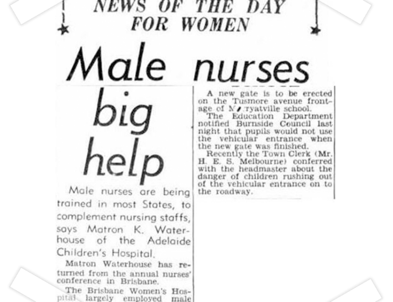 1963 ‘Male nurses big help’. Image credit: The Advertiser (Adelaide SA).