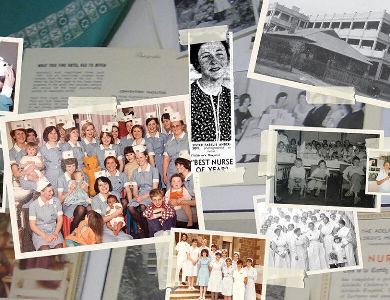 Collage of historical images of Nurse Trainees from the Children's Hospital