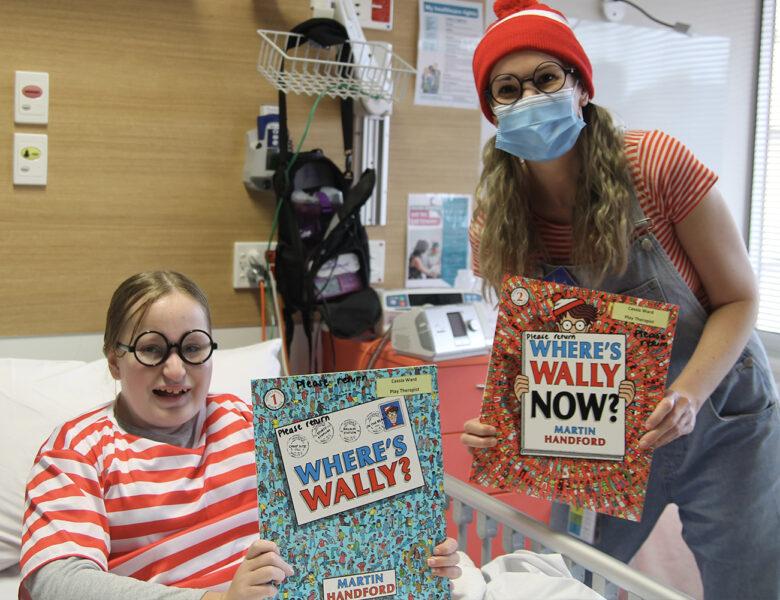 Play Therapist and patient dressed up as Where's Wally