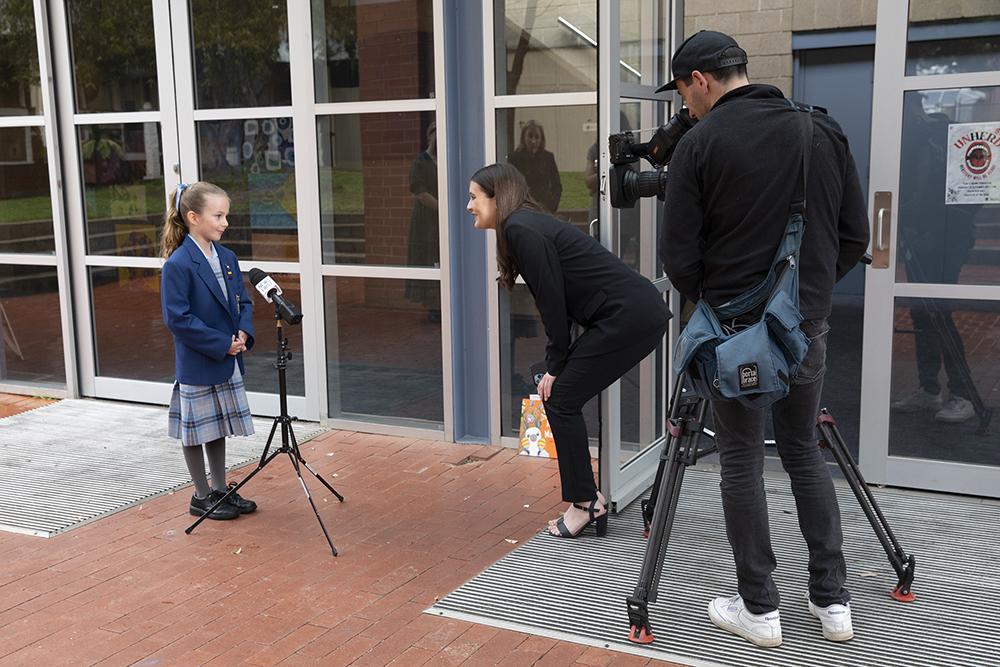 Georgia being interviewed by 10 News First Adelaide for Challenge 21.